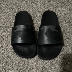 Valentino Black Camouflage Slide Sandals